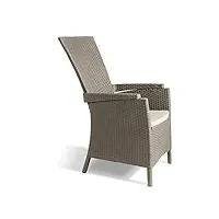 allibert vermont fauteuil de salle à manger, cappuccino / sable (coussin en poly coton)