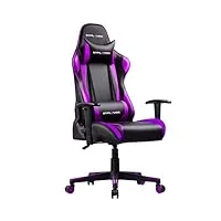 gtplayer chaise gaming fauteuil de bureau berçante siège ergonomique accoudoir réglable appui-tête support lombaire (noir-violet)