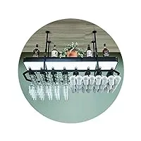haiyu porte-verres suspendu porte-verre à vin suspendu en fer forgé porte-bouteille porte-verres support de rangement au plafond réglable avec caisson lumineux pour cuisine, bar et pub, 3 couleurs