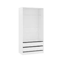 vidaxl garde-robe armoire à vêtements armoire de rangement avec 2 tiroirs organisateur chambre à coucher maison blanc 100x50x200 cm aggloméré