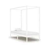 vidaxl cadre de lit à baldaquin lit simple lit adulte lit coffre sommier à lattes chambre à coucher maison blanc 100x200 cm bois de pin massif