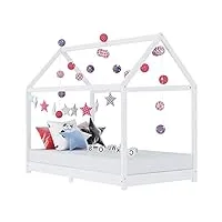 vidaxl cadre de lit d'enfant lit cabane d'enfant structure de lit pour enfants chambre d'enfant maison intérieur blanc 90x200 cm bois de pin massif