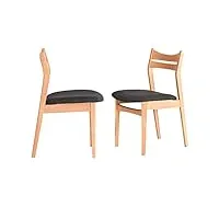 meubles de salle À manger chaises style style chaises cuisine salon fauteuil d'appoint sans bras avec pieds en bois massif ensemble de 2 (gris foncé, marron)