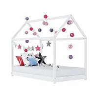 vidaxl cadre de lit d'enfant lit cabane d'enfant structure de lit pour enfants chambre d'enfant maison intérieur blanc 80x160 cm bois de pin massif