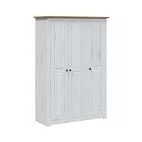 vidaxl pin garde-robe à 3 portes penderie armoire de rangement stockage armoire de vêtements chambre à coucher maison blanc 118x50x171,5 cm assortiment panama