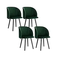 woltu lot de 4 chaise de cuisine en velours fauteuil de repas salle à manger,vert foncé bh121dgn-4