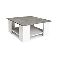 idmarket - table basse carrée eli blanche plateau effet béton