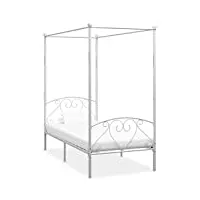 vidaxl cadre de lit à baldaquin lit double lit adulte lit coffre sommier à lattes chambre à coucher maison intérieur blanc métal 120x200 cm