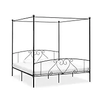 vidaxl cadre de lit à baldaquin lit double lit adulte lit coffre sommier à lattes chambre à coucher maison intérieur noir métal 180x200 cm