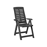 finehome chaise de jardin pliante 5 positions chaise réglable résistante aux intempéries en plastique anthracite