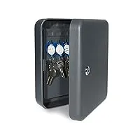 navaris boîte à clés - armoire à clés murale en acier 25 x 20 x 8 cm - rangement 48 clefs sur crochets et fermeture sécurisée avec 2x clé