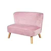 roba canapé enfant en velours "lil sofa" scandinave - 2 places - fauteuil rétro confortable pour filles - rose