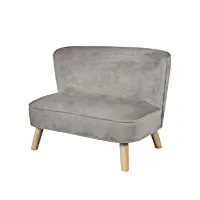 roba canapé enfant en velours "lil sofa" scandinave - 2 places - fauteuil rétro confortable - gris
