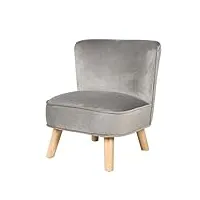 roba mini fauteuil enfant en velours lil sofa - 1 place - assise confortable - style scandinave - 48 x 44 cm - facile à nettoyer - dès 18 mois - gris