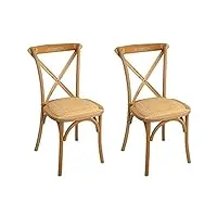 mobilier factory chaise de salle à manger crossback en bois de hêtre avec assise en rotin naturel. chaise vintage thonet empilable