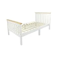 leomark, milano pine, lit simple en bois, lit pour enfants en bois blanc, confortable et solide lit pour enfants, le cadre en bois massif, zone de couchage: 140/70 cm
