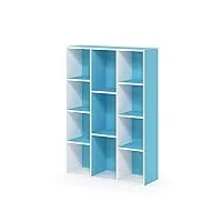 furinno 11 cube bibliothèque réversible ouverte, clair, bleu blanc, one size