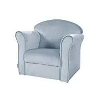 roba fauteuil club en velours pour garçon "lil sofa" - chaise enfant avec accoudoirs confortable - bleu clair