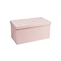 bonlife pliable poufs coffre boîte de rangement vetement tabouret,chambre banc de rangement gagner de l'espace, rose velours, 80 x 40 x 40 cm