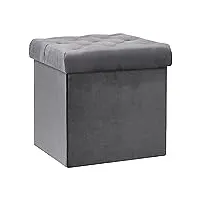 bonlife gris pliable tabouret cube pouf coffre de rangement tabouret pliant gagner de l'espace coffre a jouet 40x40x40cm charge max de 150kg
