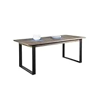 meubletmoi table repas extensible bois métal noir l 180/240 cm - moderne contemporain industriel - brooklyn