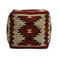 trade star - housse de repose-pieds décoratif kilim,pouf indien fait main,pouf en laine de jute authentique,pouf ethnique pour salle à manger,pouf tissé à la main