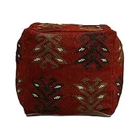 trade star premium housse de pouf en laine de jute kilim décoratif fait À la main pour la décoration intérieure pouf ottoman tissé À la main ethnique rustique pour salle À manger (modèle 1)