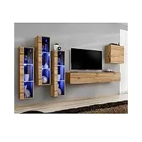 paris prix - meuble tv mural design switch xiii 330cm naturel