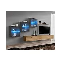 paris prix - meuble tv mural design switch xx 330cm naturel & gris