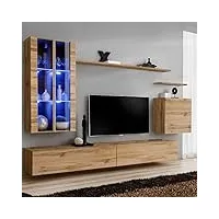 paris prix - meuble tv mural design switch xii 270cm naturel