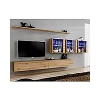 paris prix - meuble tv mural design switch xvii 340cm naturel