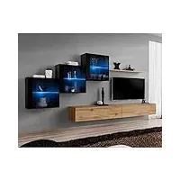 paris prix - meuble tv mural design switch xx 330cm naturel & noir