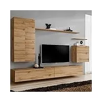 paris prix - meuble tv mural design switch ii 270cm naturel