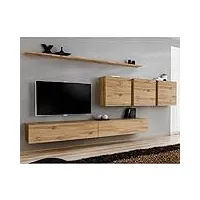 paris prix - meuble tv mural design switch vii 340cm naturel