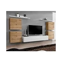 paris prix - meuble tv mural design switch iv 320cm naturel & blanc
