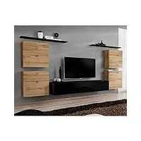 paris prix - meuble tv mural design switch iv 320cm naturel & noir