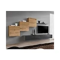 paris prix - meuble tv mural design switch x 330cm naturel & gris