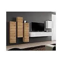 paris prix - meuble tv mural design switch iii 330cm naturel & blanc
