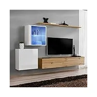 paris prix - meuble tv mural design switch xv 260cm naturel & blanc