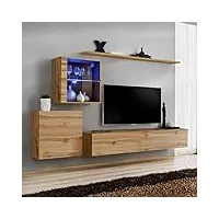 paris prix - meuble tv mural design switch xv 260cm naturel
