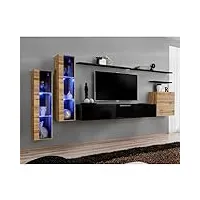 paris prix - meuble tv mural design switch xi 330cm naturel & noir