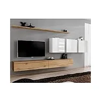 paris prix - meuble tv mural design switch vii 340cm naturel & blanc