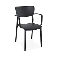 alterego chaise avec accoudoirs 'granpa' en matière plastique noire