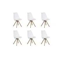 comfortableplus lot de 4 chaises de cuisine en bois, rétro rembourrée chaise de salle de bureau avec pieds en bois de hêtre massif (yb_6wh)
