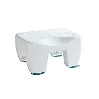 wenko tabouret de baignoire secura - siège de baignoire antidérapant avec surface structurée, capacité de charge de 150 kg, plastique, 40 x 21 x 31 cm, blanc