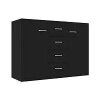vidaxl buffet armoire à tiroirs commode meuble de rangement avec 4 tiroirs et 2 portes salon chambre maison noir 88x30x65 cm aggloméré