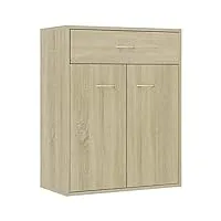 vidaxl buffet armoire à tiroirs commode meuble de rangement avec 2 portes et un tiroir salon chambre maison intérieur chêne sonoma 60x30x75 cm aggloméré