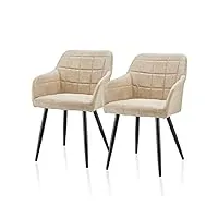 tukailai lot de 2 fauteuils de salle à manger rembourrés en simili cuir pour salon bureau restaurant salon