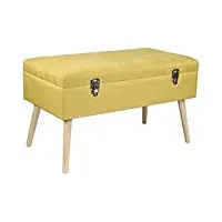 the home deco factory hd6596 banc coffre valise, polyester, jaune, 78 x 40 x 46