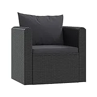 vidaxl fauteuil avec coussins fauteuil de jardin fauteuil de patio fauteuil de terrasse fauteuil d'extérieur durable résine tressée noir